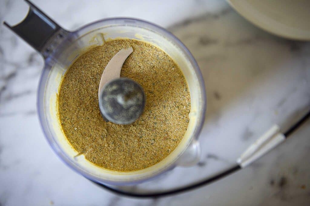 Chicken bouillon powder in the blender.