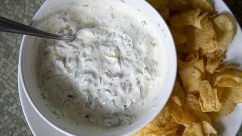 chip dip with potato chips