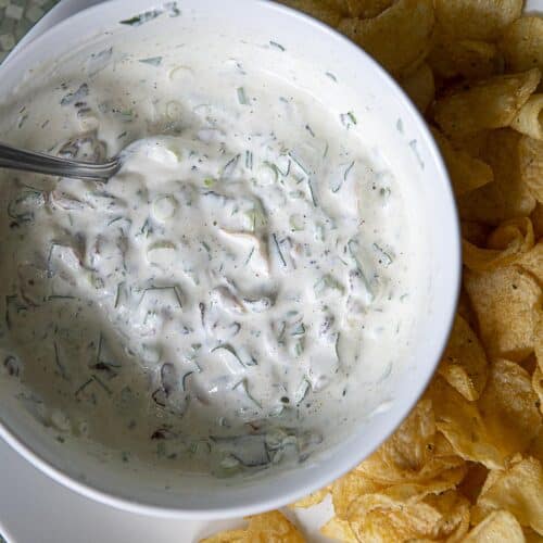 chip dip with potato chips