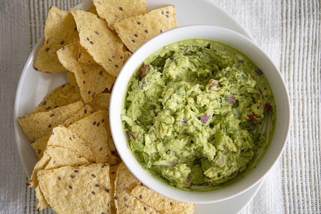 guacamole with tortilla chips