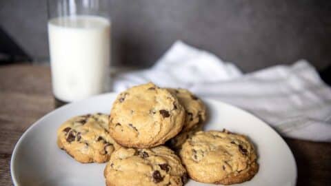 chocolate chip cookies and milk