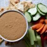 Chipotle bitchin' sauce with vegetables and crackers