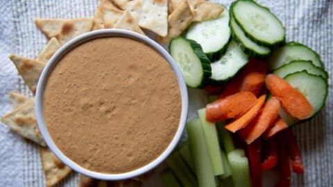 Chipotle bitchin' sauce with vegetables and crackers