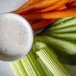 restaurant ranch recipe in a ramekin with vegetables