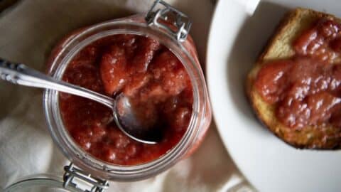 This strawberry compote recipe in a jar and on toast