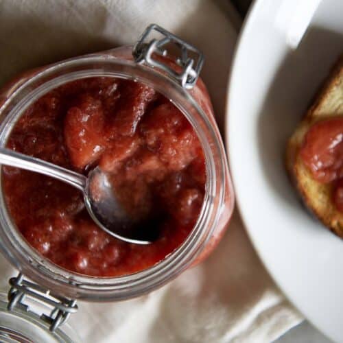 This strawberry compote recipe in a jar and on toast