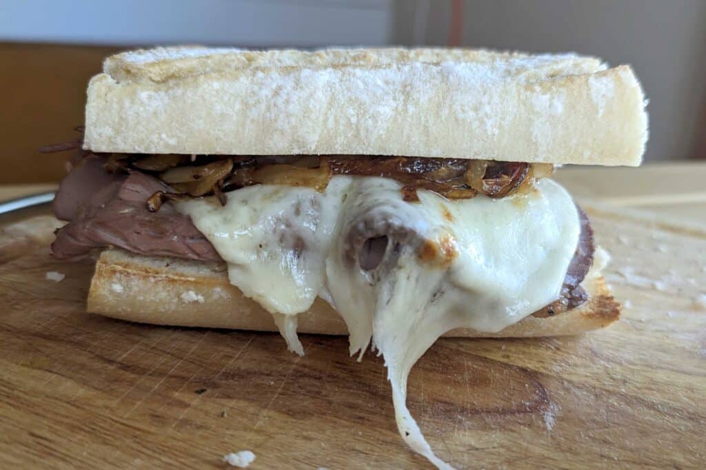 French Dip on a cutting board