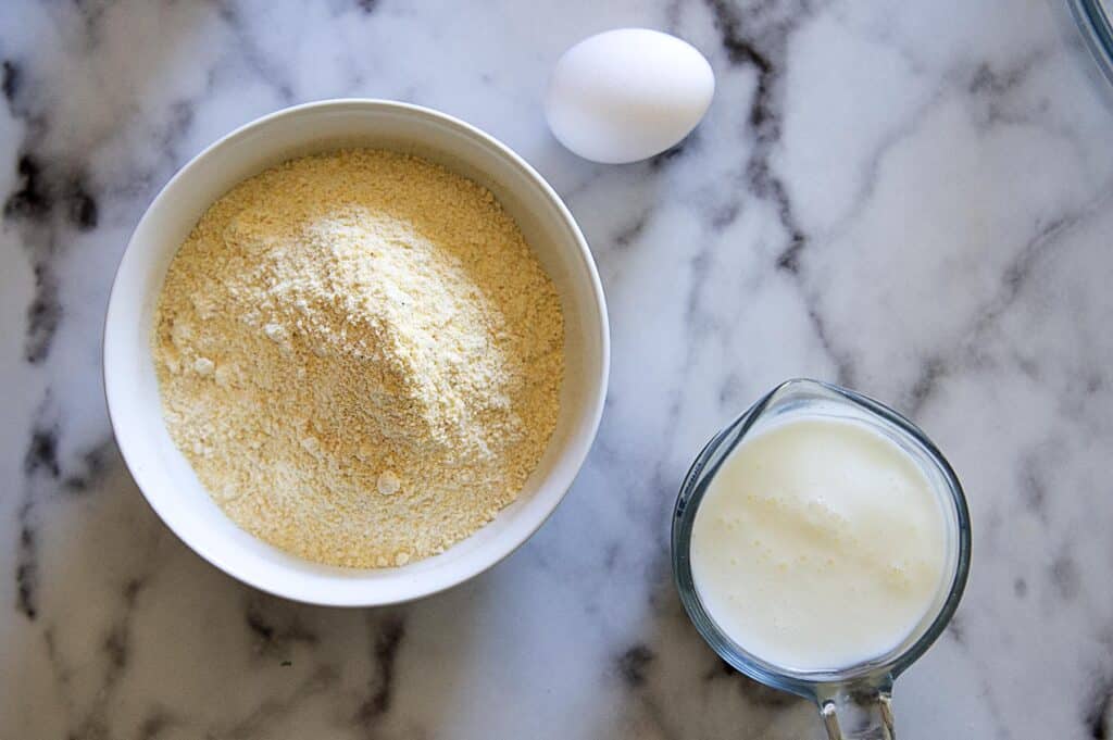 egg, cornbread mix and buttermilk