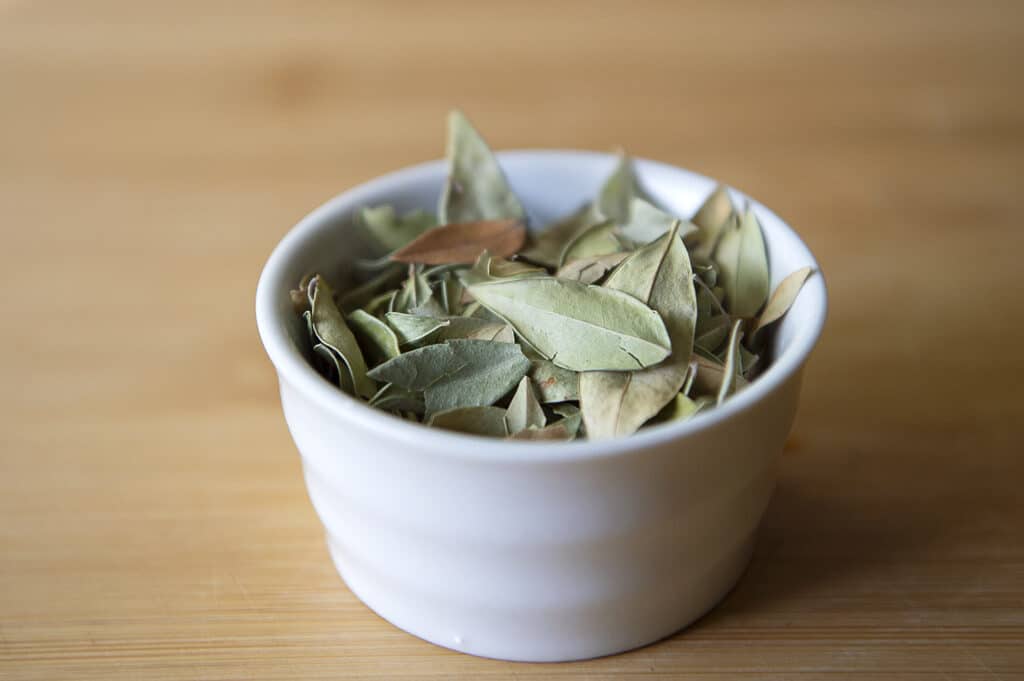 Myrtle leaves in a ramakin.