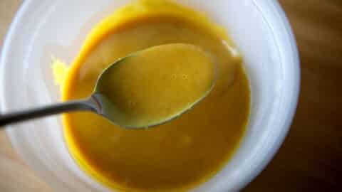 A close up of carolina gold bbq sauce.