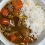 A bowl of rice and meat.